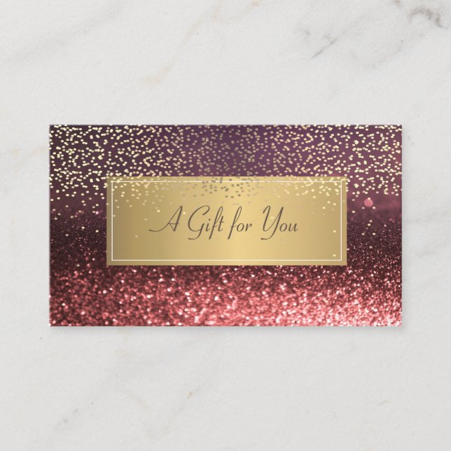 Elegant Modern Luxury Glitter Bokeh Gold Confetti Discount Card (Front)