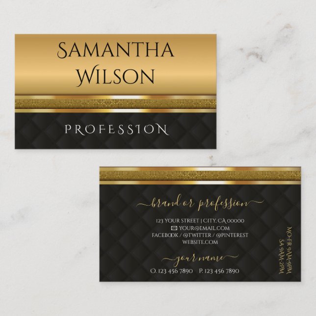 Elegant Modern Luxury Glitter ,Gold Stripe  Business Card (Front/Back)