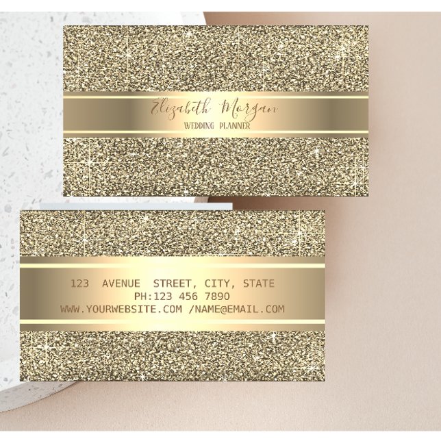 Elegant Modern Luxury Glitter ,Gold Stripe Business Card (Creator Uploaded)