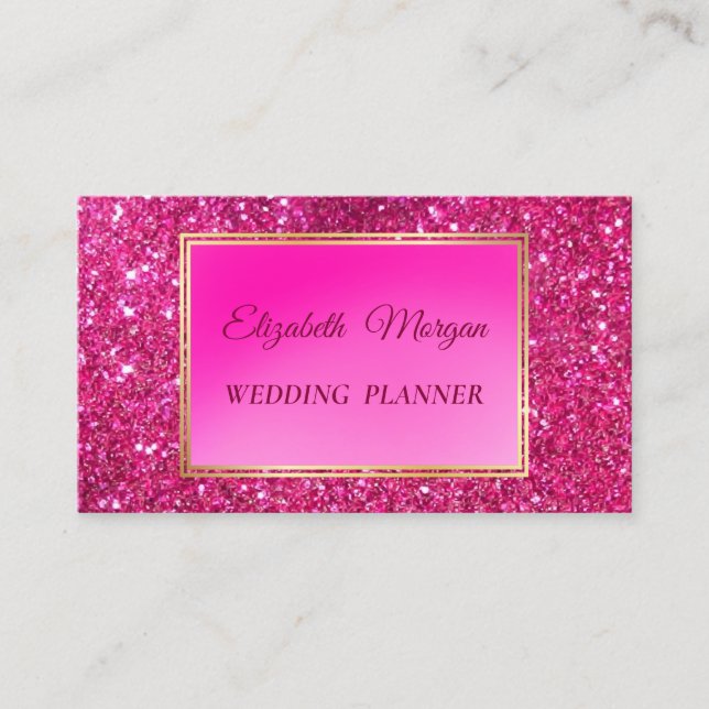Elegant Modern Luxury Glitter ,Pink Stripe  Business Card (Front)