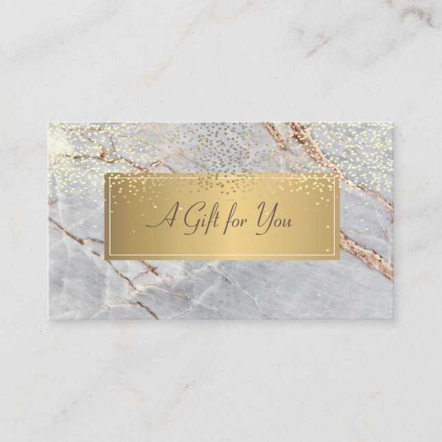 Elegant Modern Luxury Gold Confetti Marble Discount Card (Front)