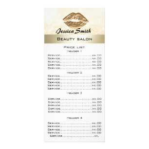 Elegant modern luxury gold lips glittery menu card