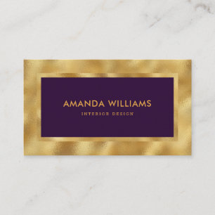 Elegant Modern Luxury Purple and Faux Gold Foil Business Card