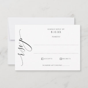 Elegant Modern Luxury Script Wedding RSVP Card
