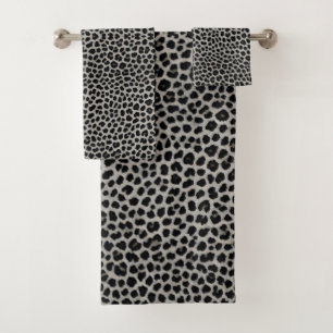 Elegant Modern Luxury White Leopard Collection Bath Towel Set