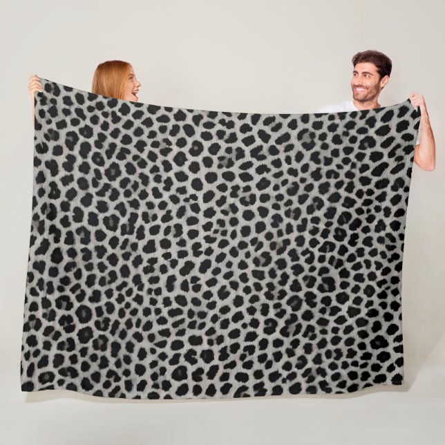 Elegant Modern Luxury White Leopard Collection Fleece Blanket (In Situ)