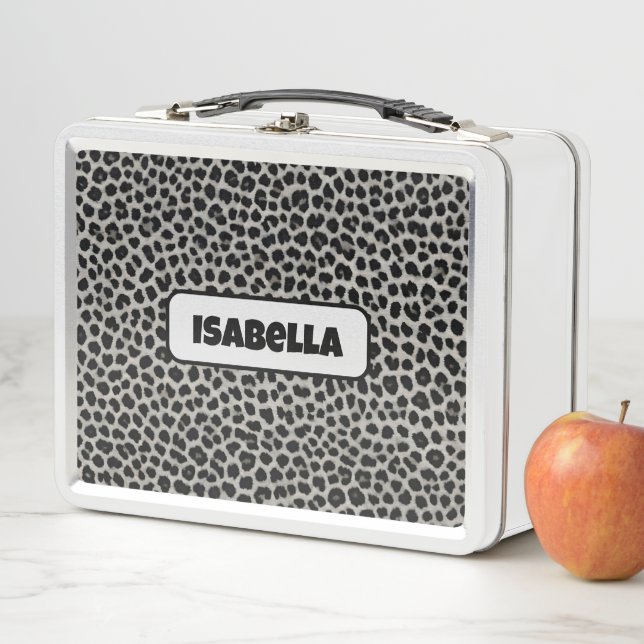 Elegant Modern Luxury White Leopard Collection Metal Lunch Box (In Situ)