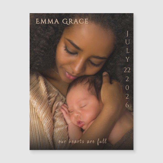 Elegant Modern Magnetic Birth Announcement  (Front)