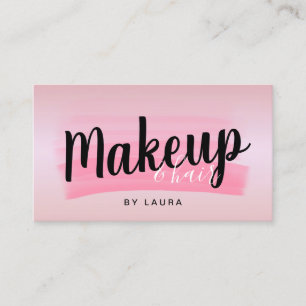Elegant modern makeup & hair rose gold brushstroke business card