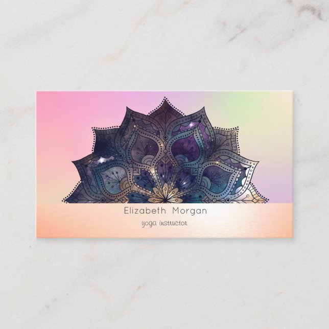 Elegant Modern Mandala Colourful Holographic  Business Card (Front)