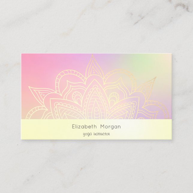Elegant Modern Mandala Holographic Business Card (Front)