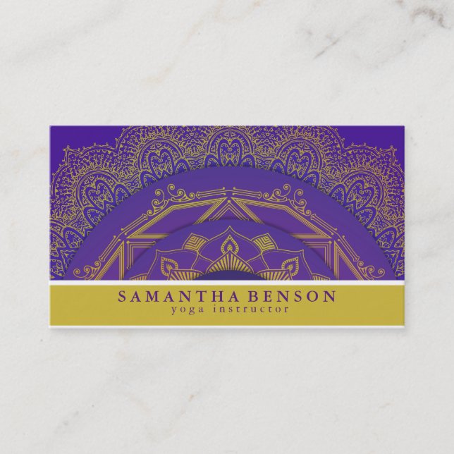 Elegant  Modern Mandala Lotus Flower Logo Yoga Business Card (Front)