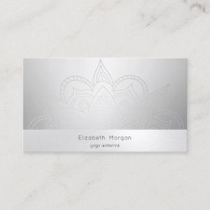 Elegant Modern Mandala Silver Luminous Business Card
