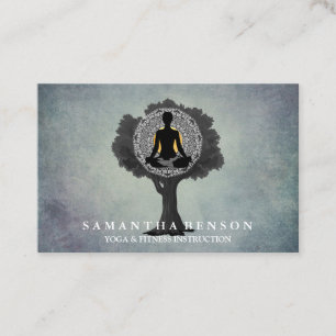 Elegant Modern Mandala Yoga Pose Tree Logo Art Business Card