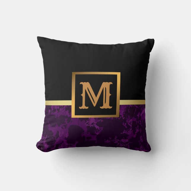 Elegant Modern Marble Black Gold Cushion (Front)