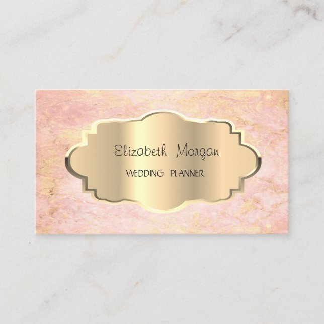 Elegant Modern Marble, Gold Frame Business Card (Front)