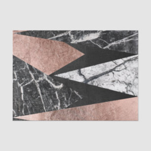 Elegant Modern Marble, Rose Gold, & Black Triangle Tissue Paper