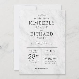 Elegant Modern Marble Trendy Wedding Invitation