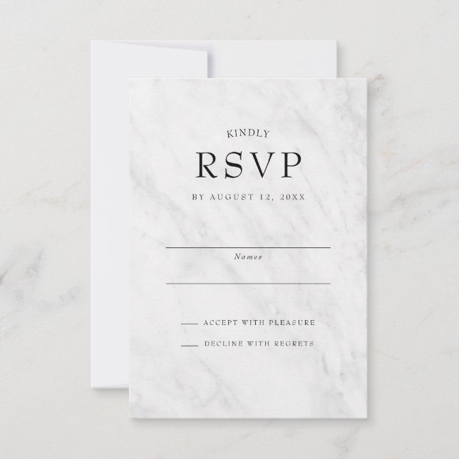 Elegant Modern Marble Trendy Wedding RSVP Cards (Front)