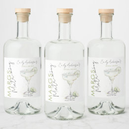 Elegant Modern Margs and Matrimony Bridal Shower Liquor Bottle Label