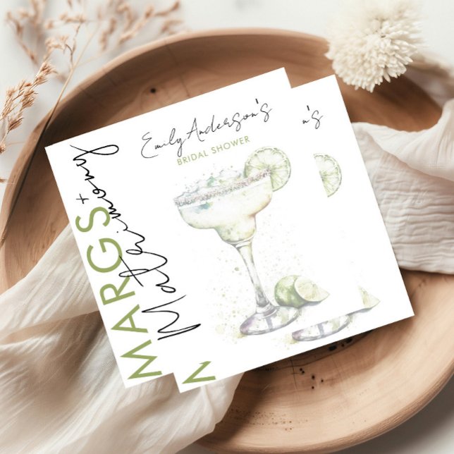 Elegant Modern Margs and Matrimony Bridal Shower Napkin (Creator Uploaded)