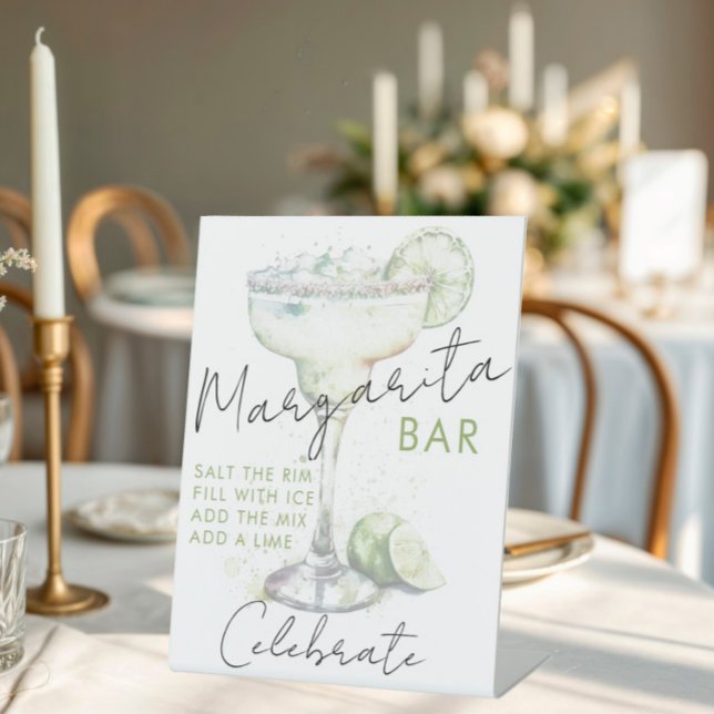 Elegant Modern Margs and Matrimony Bridal Shower  Pedestal Sign (Creator Uploaded)