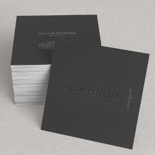 Elegant modern matte black and grey professional square business card
