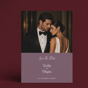 Elegant Modern Mauve Photo Save The Date