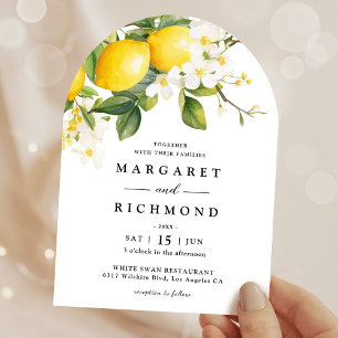 Elegant Modern Mediterranean Lemon Arch Wedding  Invitation