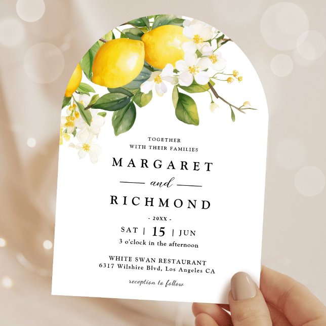 Elegant Modern Mediterranean Lemon Arch Wedding  Invitation (Creator Uploaded)