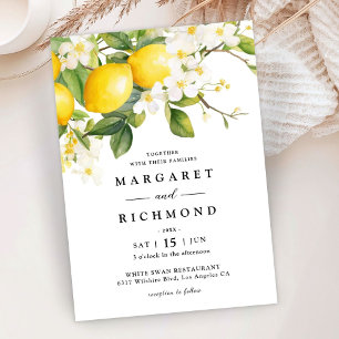 Elegant Modern Mediterranean Lemon Wedding Invitation