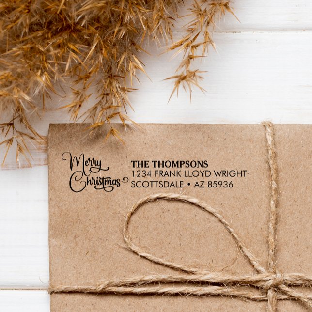 Elegant Modern Merry Christmas Custom Family Self-inking Stamp (Creator Uploaded)