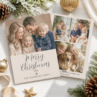 Elegant Modern Merry Christmas Family Photo