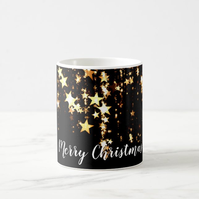 elegant modern Merry Christmas gold stars Coffee Mug (Center)
