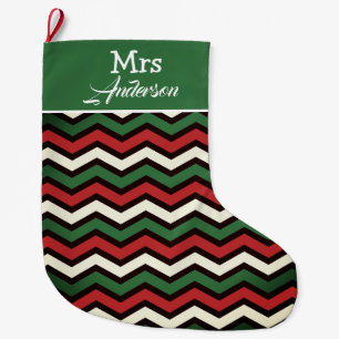 Elegant Modern Merry Christmas Mr and Mrs Couple Large Christmas Stocking
