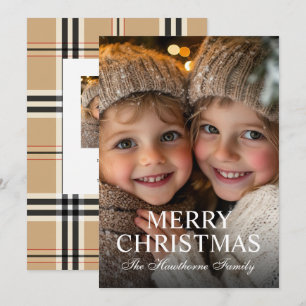 Elegant Modern Merry Christmas Photo Overlay Holiday Card