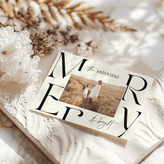Elegant modern merry Christmas photo typography Announcement (Creator Uploaded)