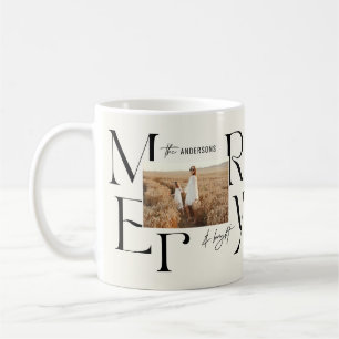 Elegant modern merry Christmas photo typography Coffee Mug