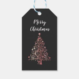 elegant modern Merry Christmas rose gold tree Gift Tags