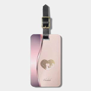Elegant Modern Metallic Heart Luggage Tag
