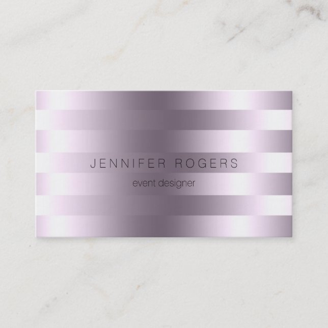 Elegant Modern Metallic Purple Tint Stripes Business Card (Front)