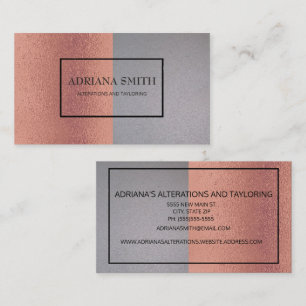 Elegant Modern Metallic Rose Gold Silver Business Card