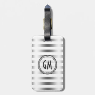 Elegant Modern Metallic Silver Stripes Luggage Tag