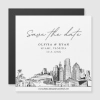 Elegant Modern Miami Square Save the Date Magnet