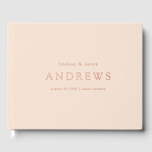 Elegant Modern Minimal Beige-Blush Wedding Guest Book
