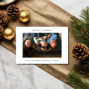 Elegant Modern Minimal Black and White Photo Holiday Card