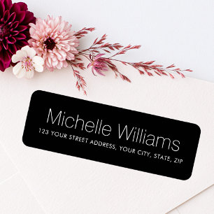 Elegant modern minimal black return address