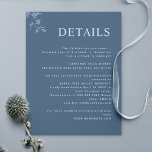 Elegant, Modern, Minimal Blue Wedding Details Enclosure Card<br><div class="desc">Elegant blue vertical Wedding details enclosure card with all text sections available for customisation, so you can add any information you like. Design with modern typography and minimal style with subtle hand-drawn blue botanical detail. If needed, you can select "edit using design tool" and make changes to text position, size,...</div>