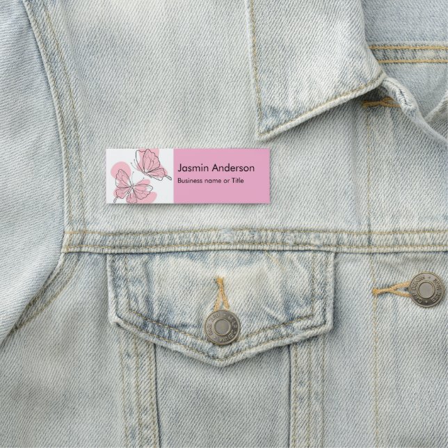Elegant Modern Minimal Butterflies Name Tag (In Situ)