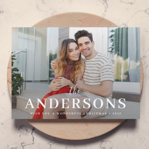 Elegant Modern Minimal   Christmas Couple Photo Holiday Card